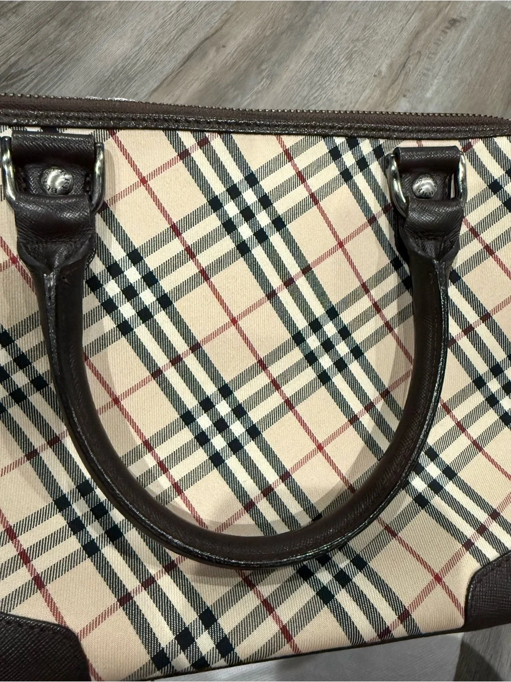 Burberry Nova Check Canvas Leather Handbag